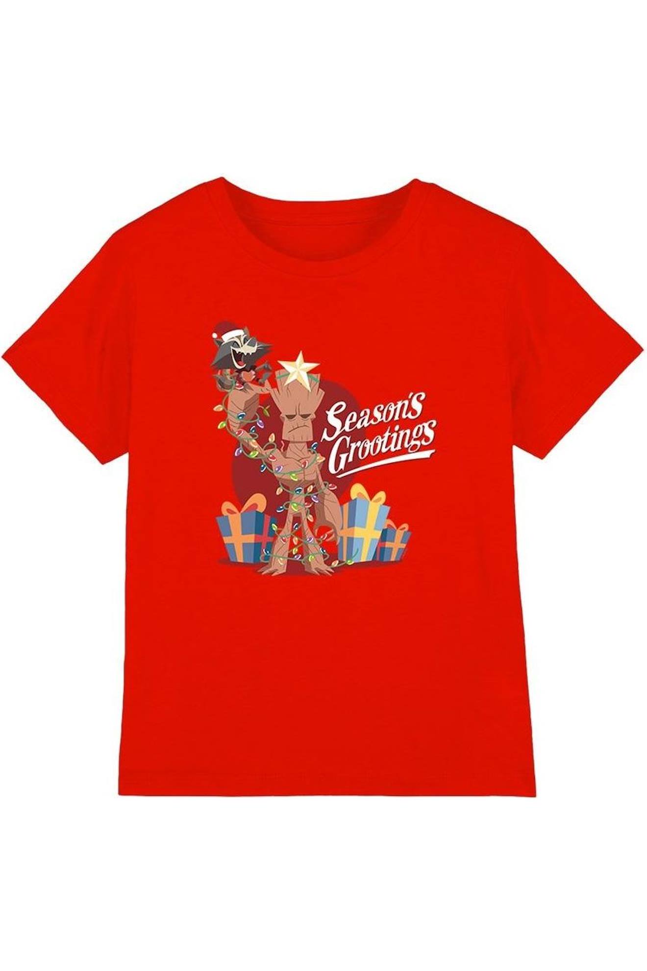 T-shirt Coton Seasons Grootings Rouge