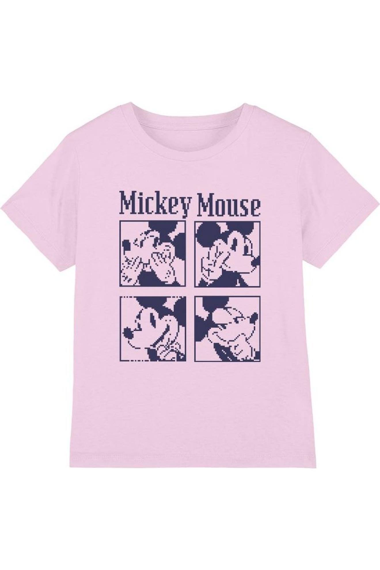 T-shirt Motif Mickey Mouse Pixelisé Coton Disney Rose
