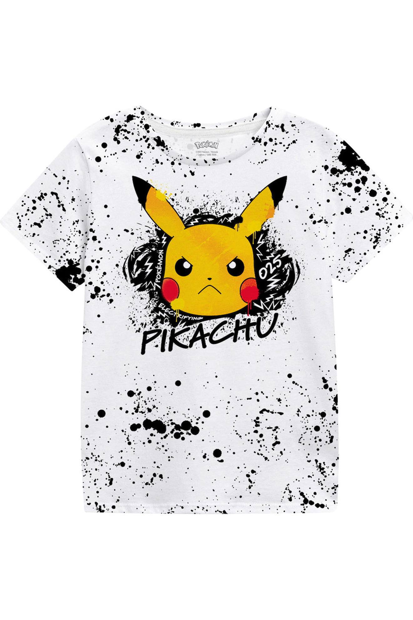 T-shirt Electrifying Coton Pokemon 025 Blanc / Noir / Jaune