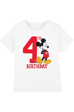 T-shirt 4ème anniversaire motif mickey mouse coton disney  - vertbaudet enfant