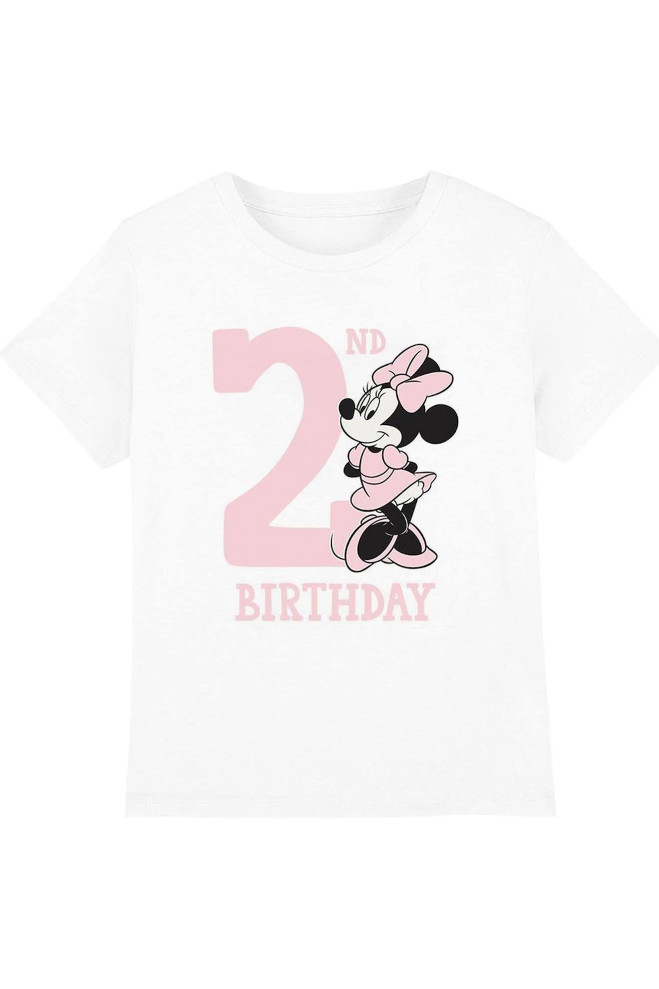T-shirt 2ème Anniversaire Motif Minnie Mouse Coton Disney Blanc