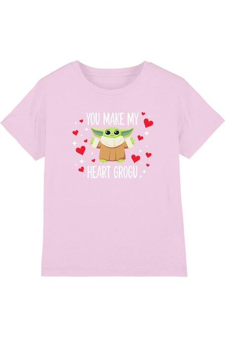 Fille-T-shirt, sous-pull-T-shirt motif grogu coton star wars you make my heart