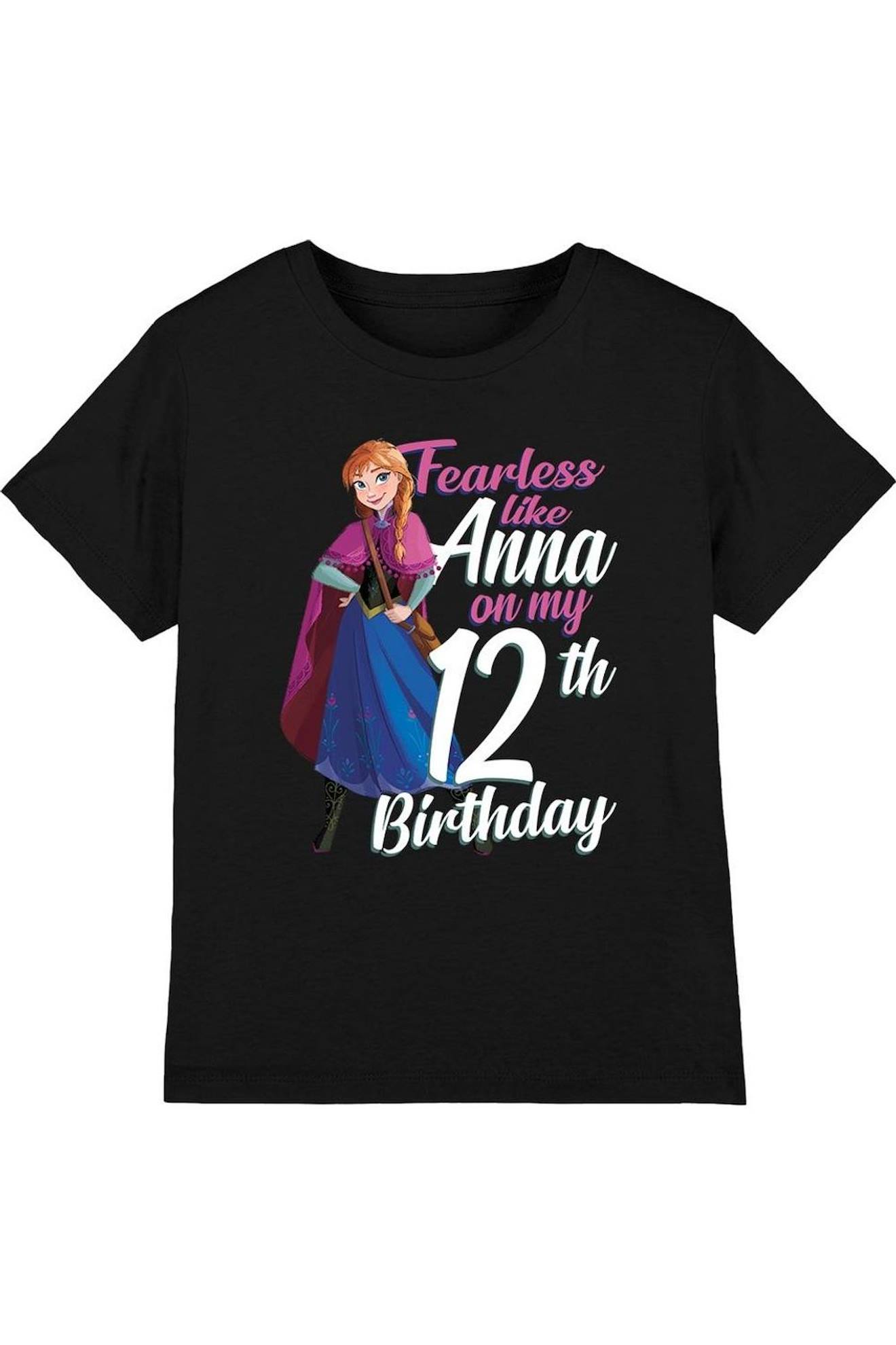 T-shirt Anna Coton La Reine Des Neiges Fearless Like Anna Noir