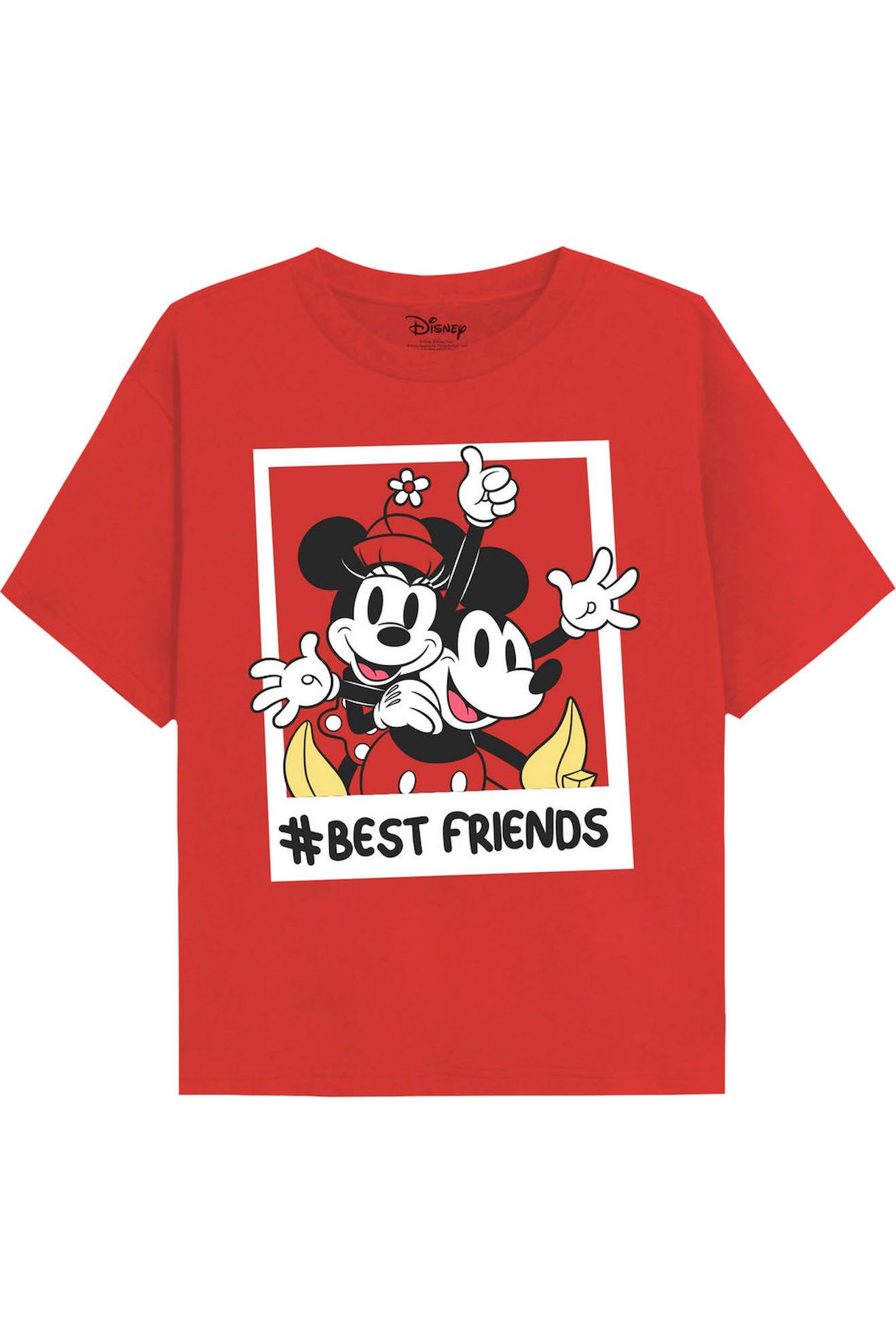 T-shirt Motifs Mickey Et Minnie Mouse Coton Disney Bestfriends Rouge