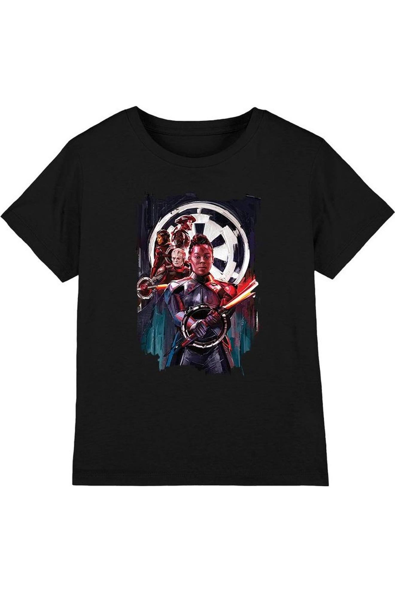 T-shirt Motifs Obi-wan Kenobi Et Reva Style Peint Coton Star Wars Inquisitors Noir