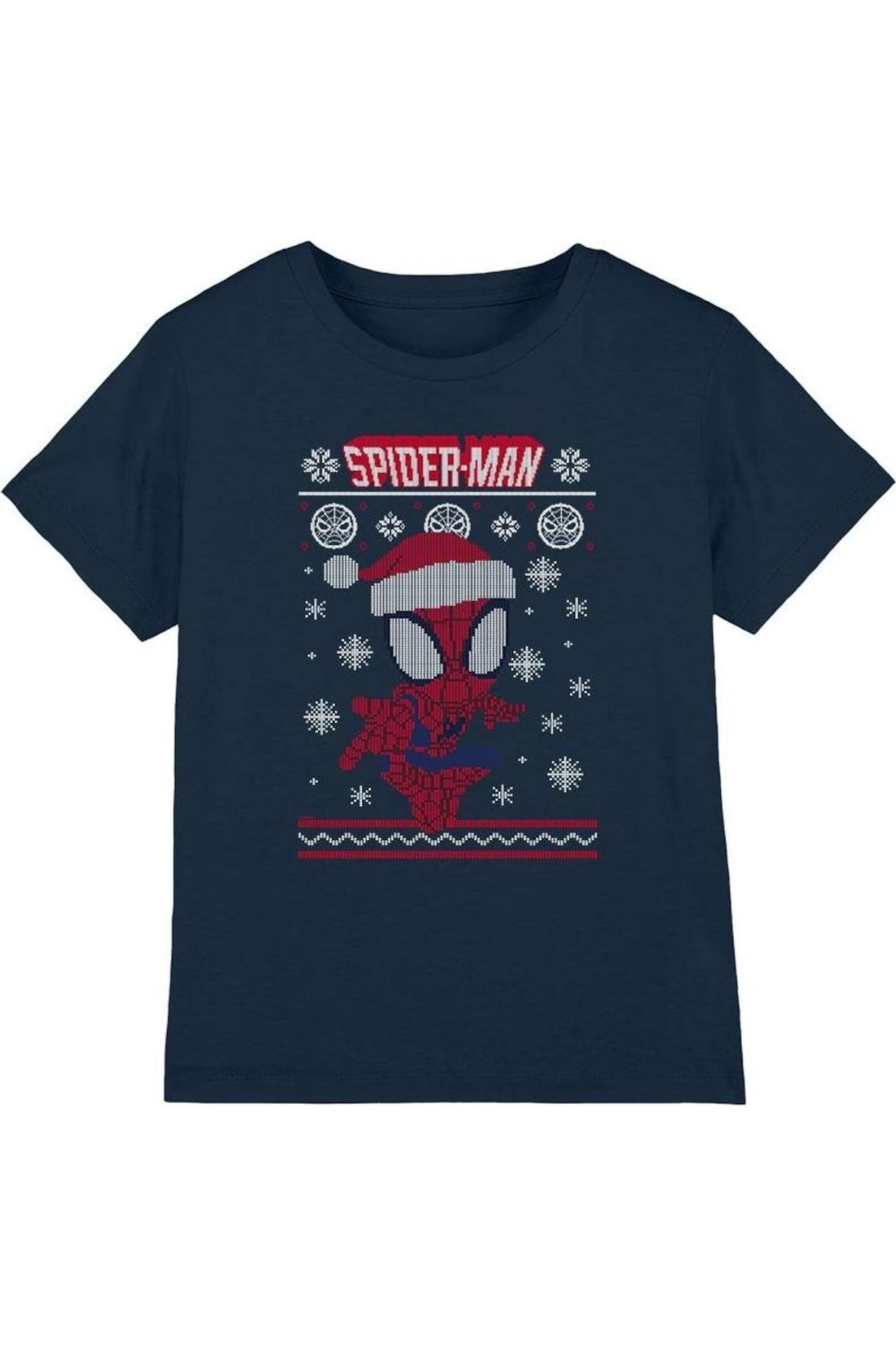 T-shirt De Noël Spiderman Coton Bleu Marine