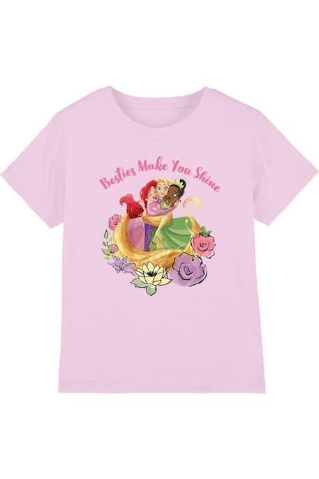 Fille-T-shirt motifs ariel, raiponce et tiana coton disney besties shine