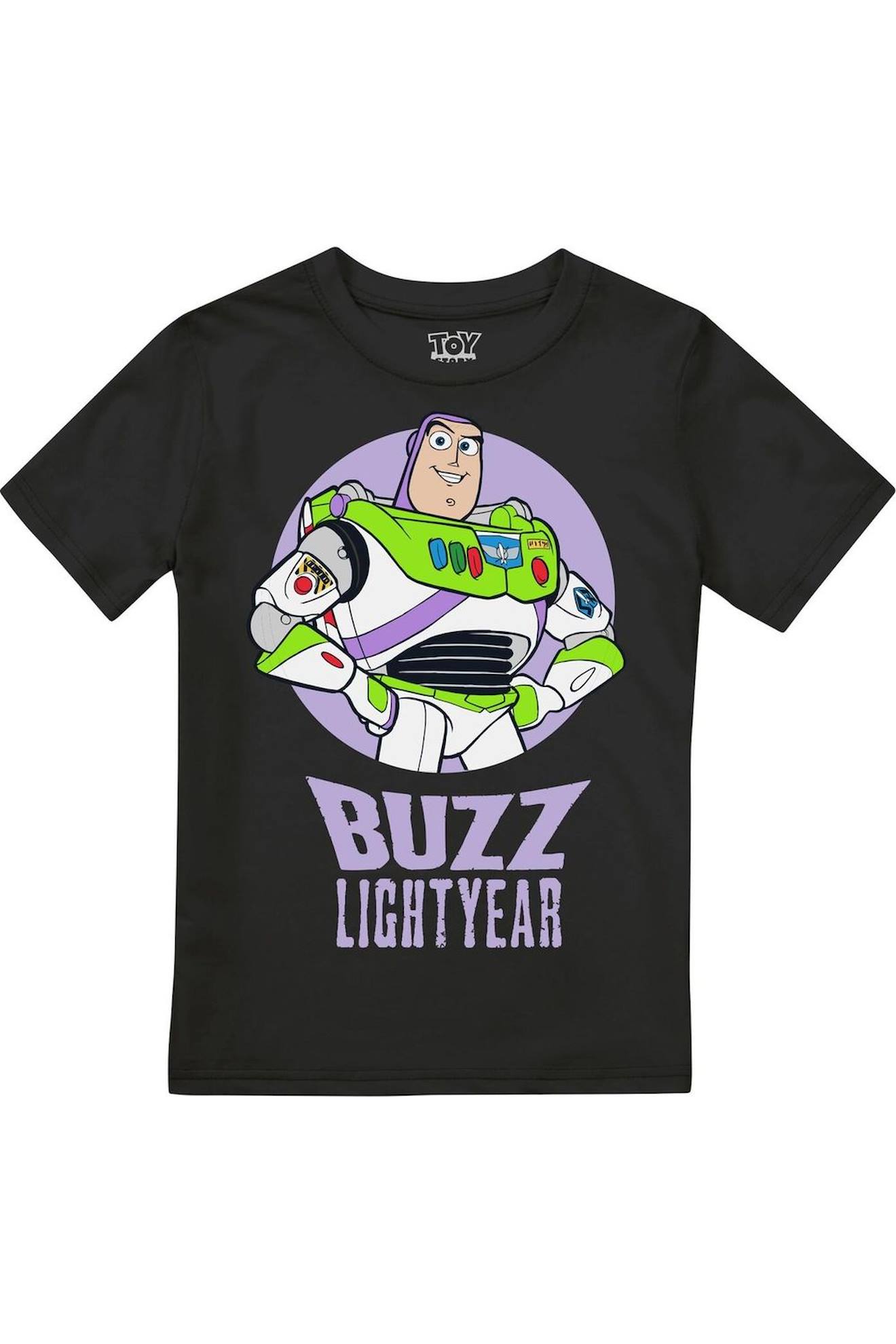 T-shirt Motif Buzz L'éclair Coton Toy Story Noir