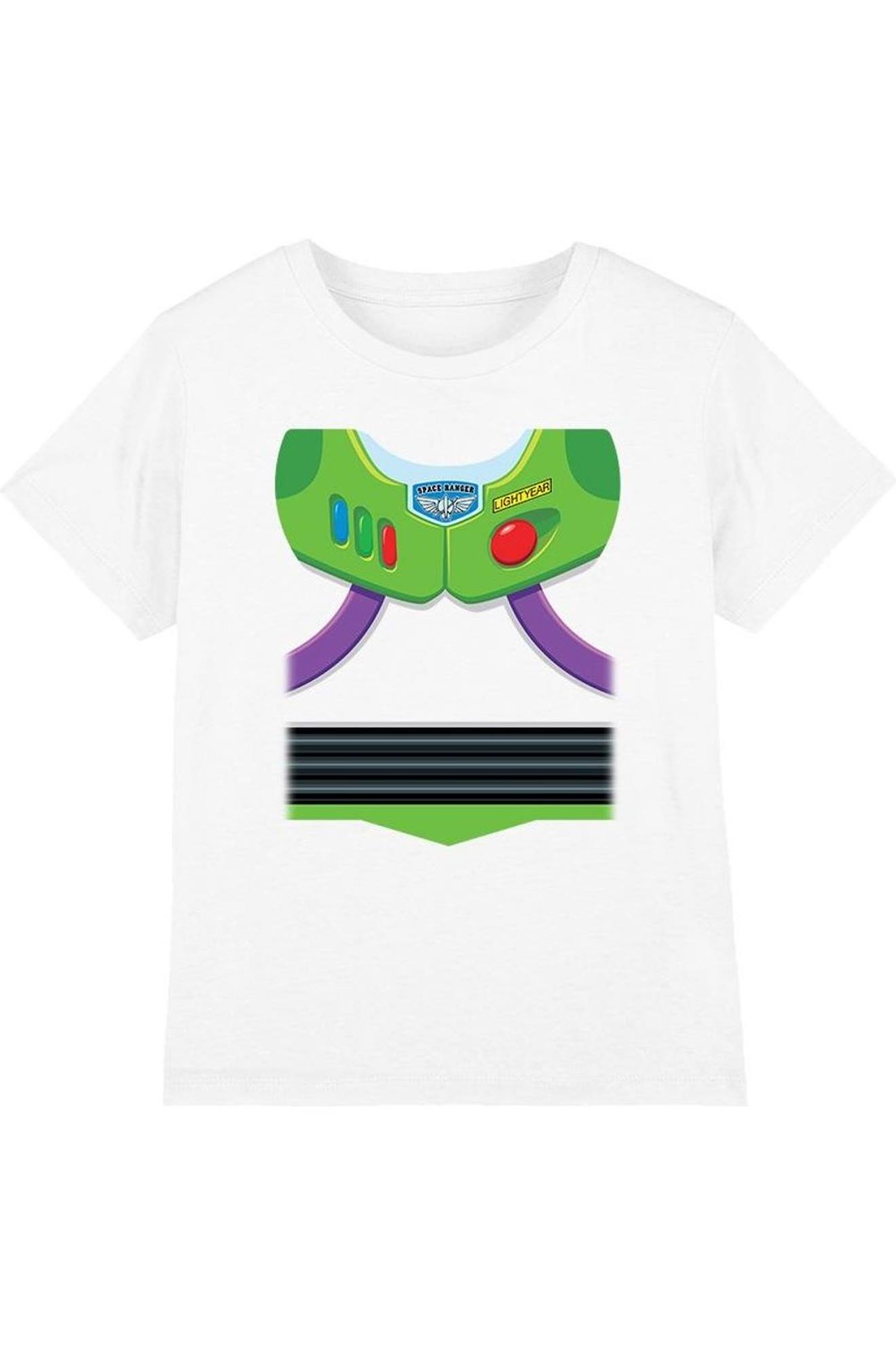T-shirt Motif Buzz L'éclair Style Costume Coton Toy Story Blanc