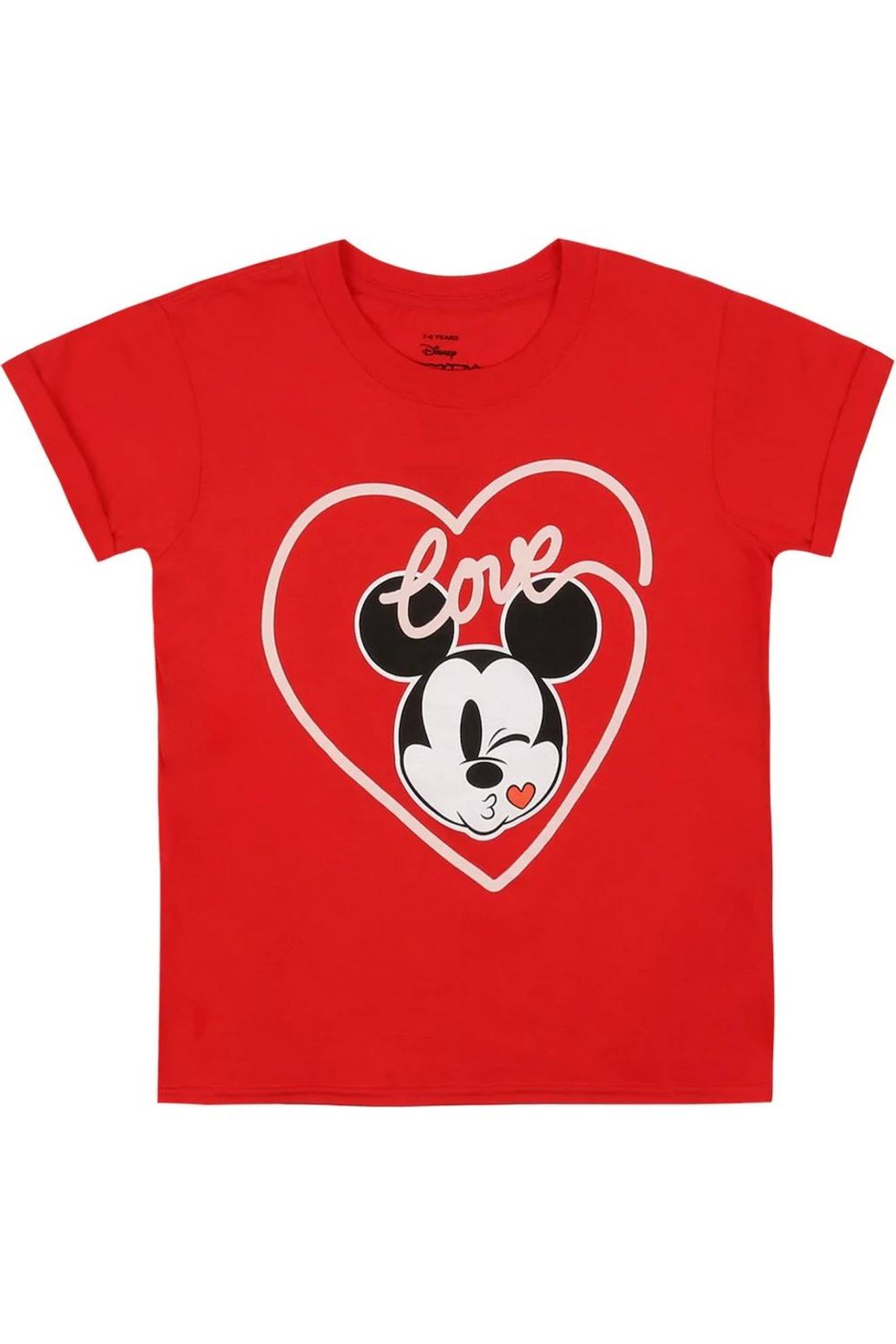T-shirt Motifs Mickey Mouse Et Bisou Coton Disney Rouge