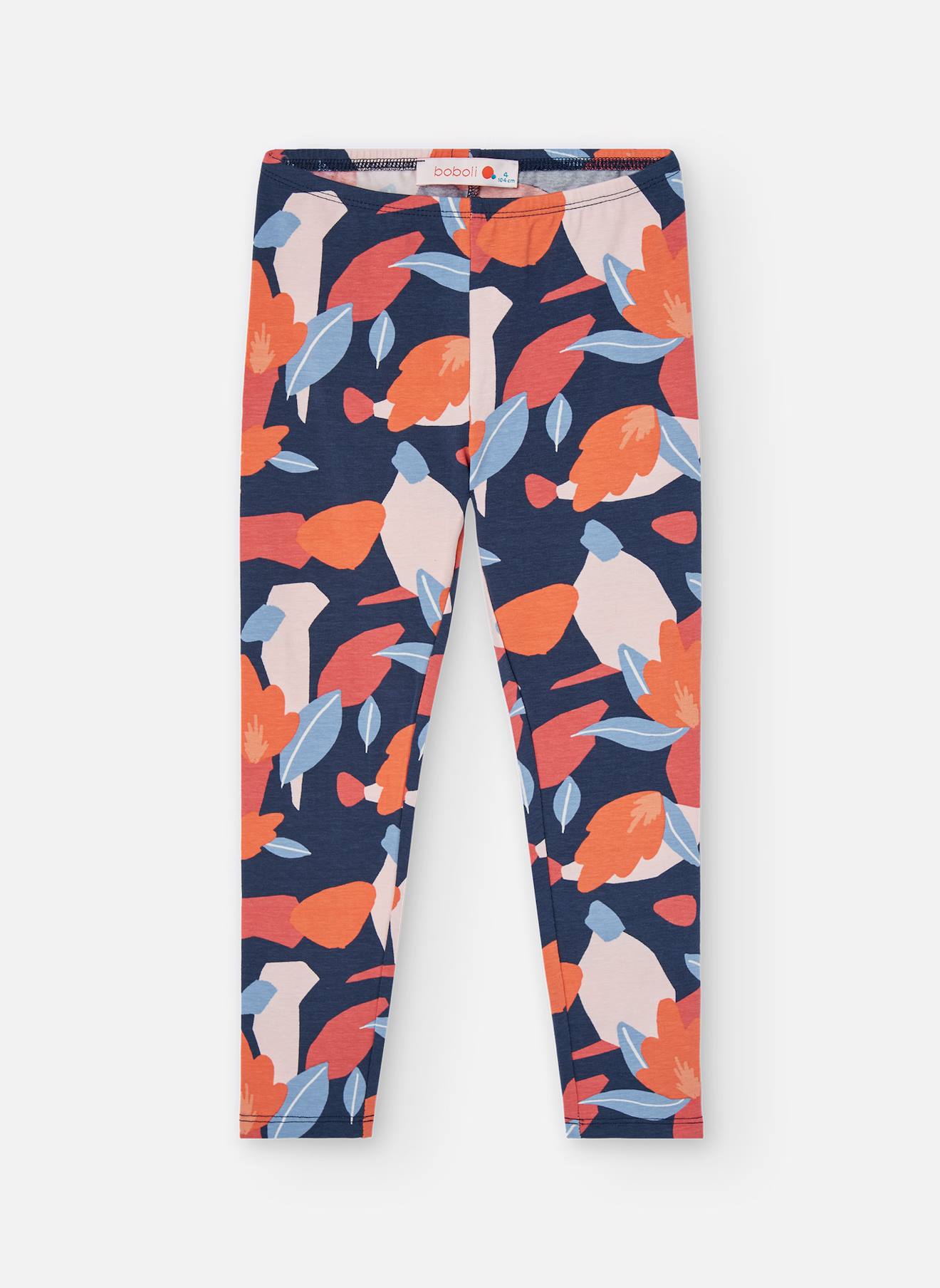 Legging En Tricot Élastique À Fleurs Multicolore