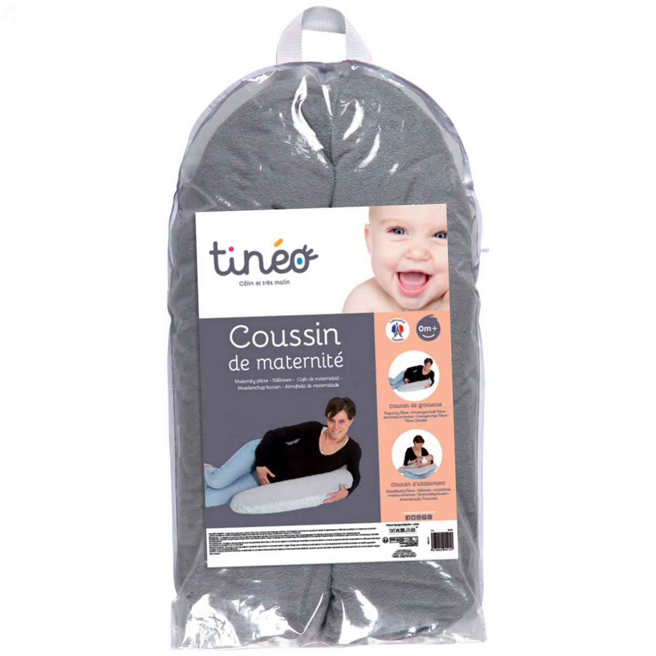 Coussin D'allaitement Et De Grossesse Éponge Gris (Tineo) - Image 2