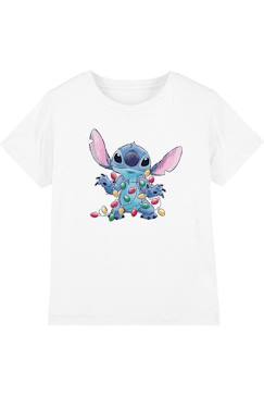 Garçon-T-shirt, polo, sous-pull-T-shirt Stitch Noël motif croquis et lumières de noël coton