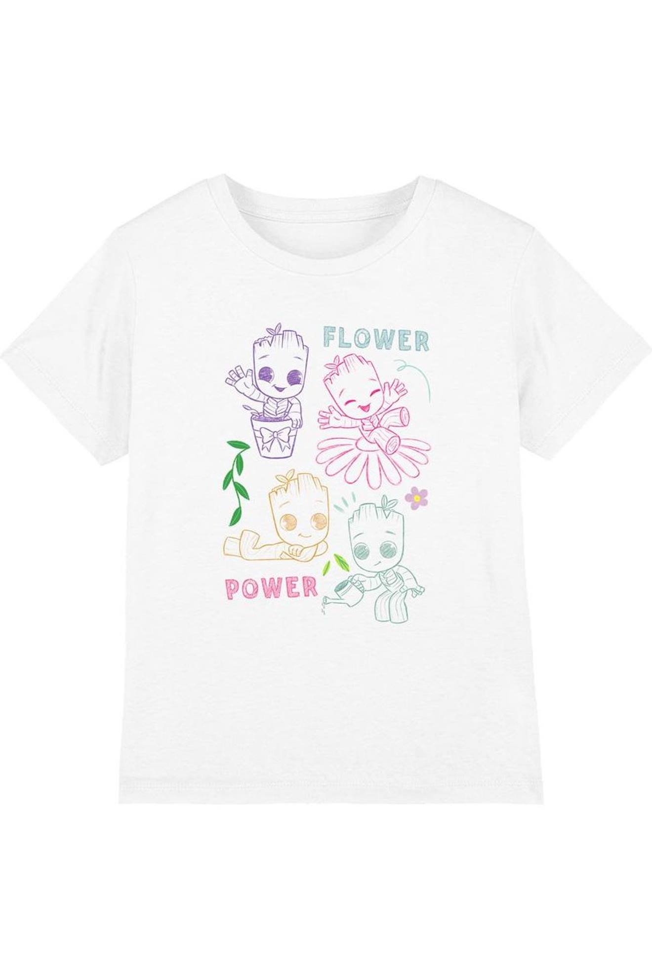 T-shirt Coton Flower Power Blanc
