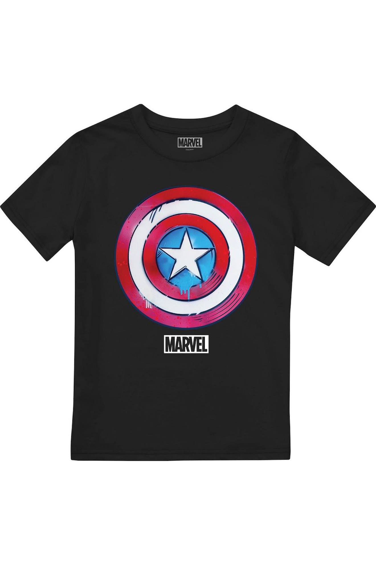 T-shirt Motif Bouclier Dégoulinant Coton Noir