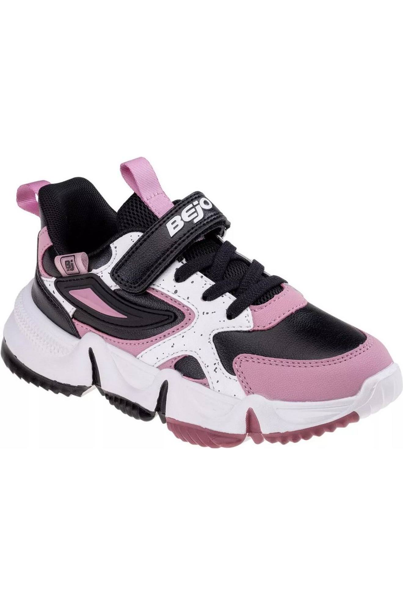 Baskets Baglen Noir / Vieux Rose Mauve / Blan