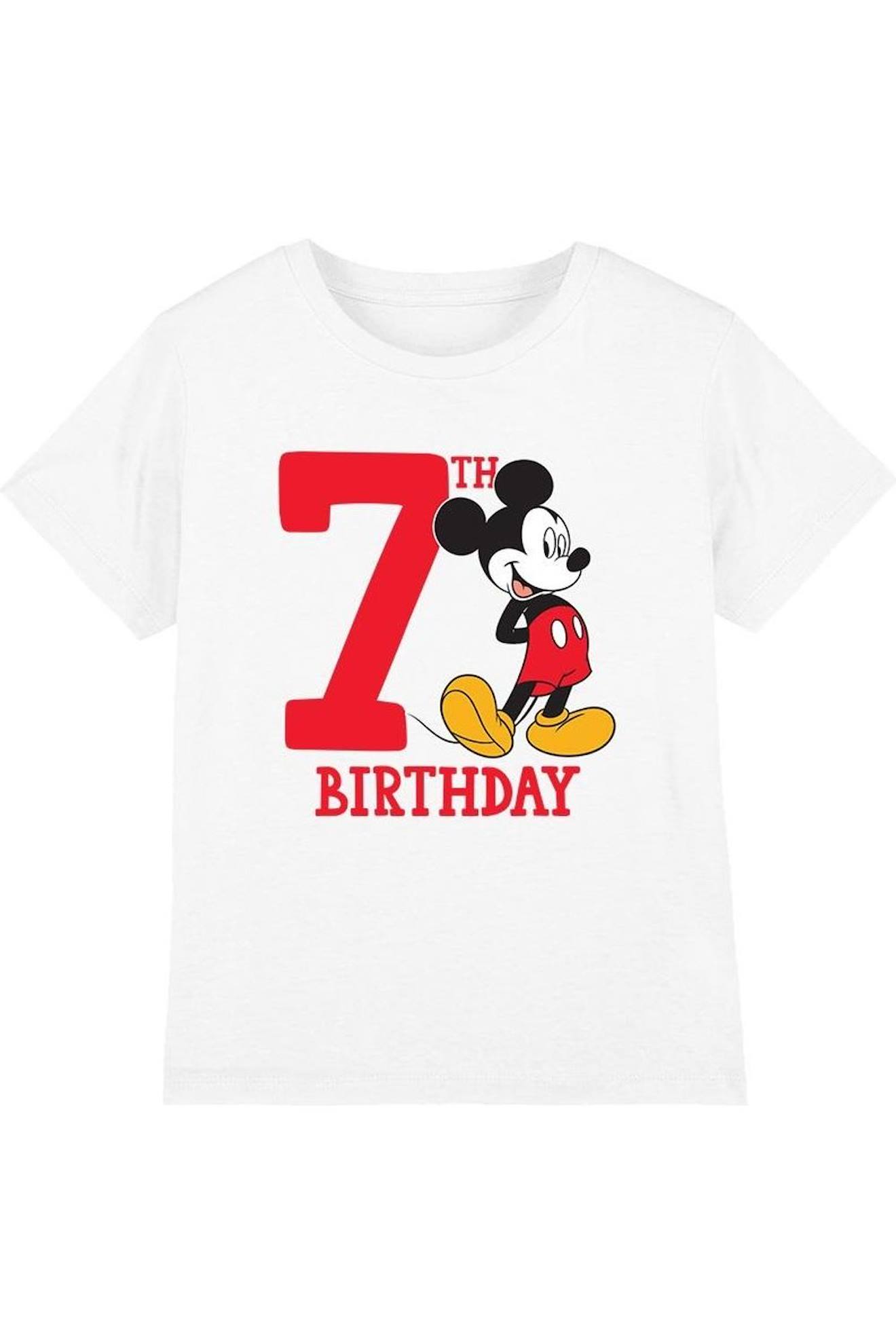 T-shirt 7ème Anniversaire Motif Mickey Mouse Coton Disney Blanc