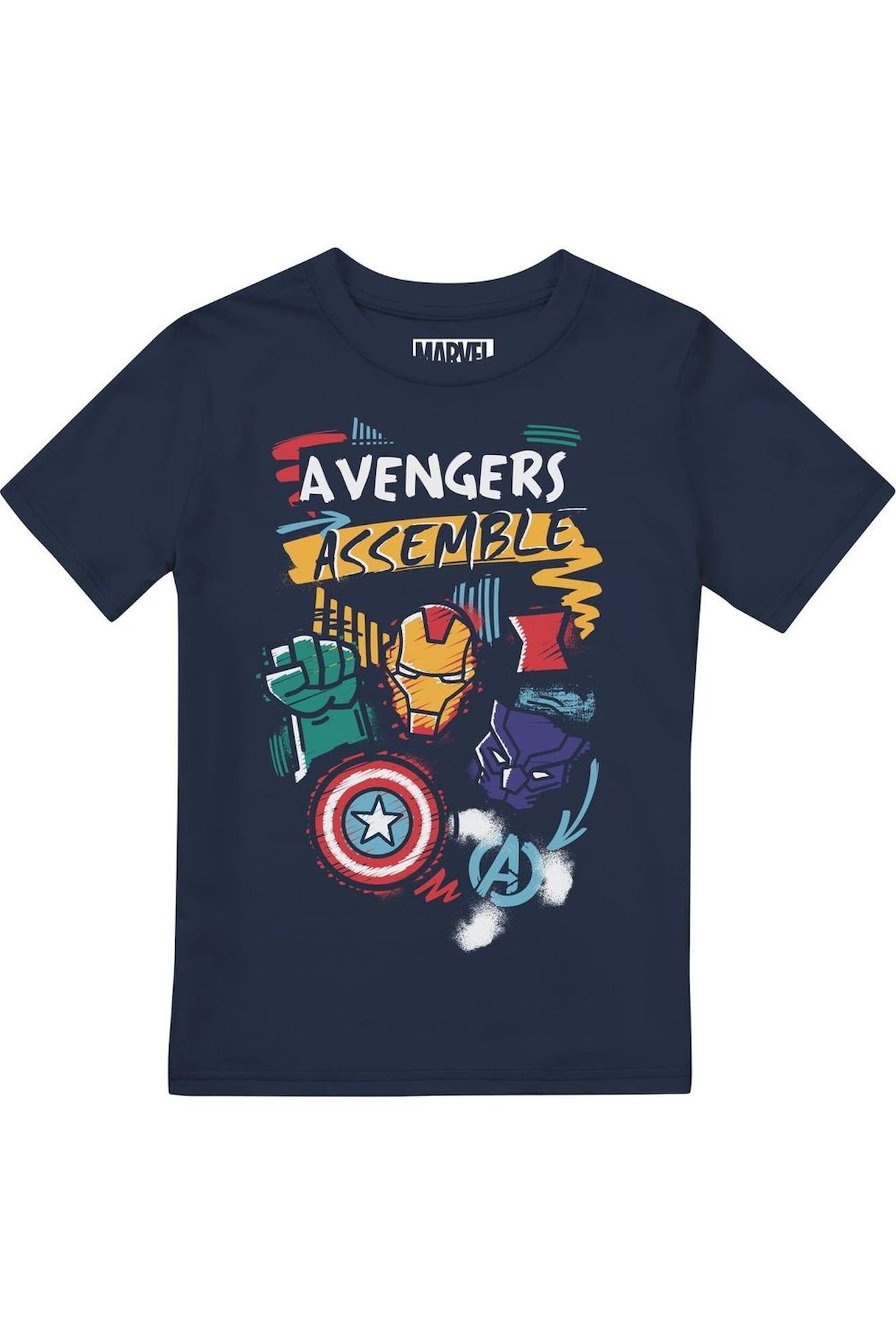 T-shirt Coton Avengers Trio Bleu Marine