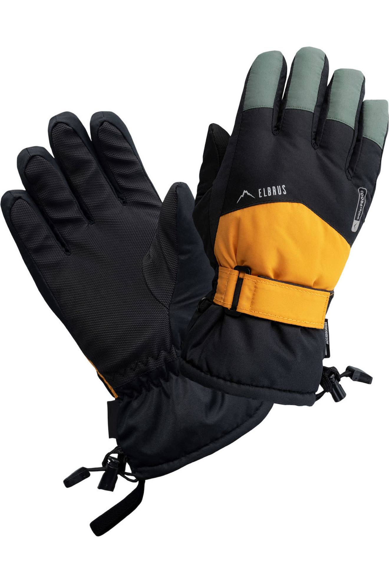 Gants De Ski Motif/style Logo Akemi Noir / Forêt Foncé / Jaune De