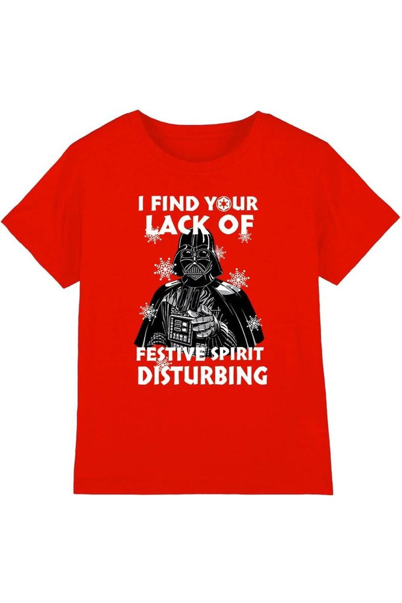 T-shirt De Noël Motif Dark Vador Coton Star Wars Lack Of Spirit Rouge