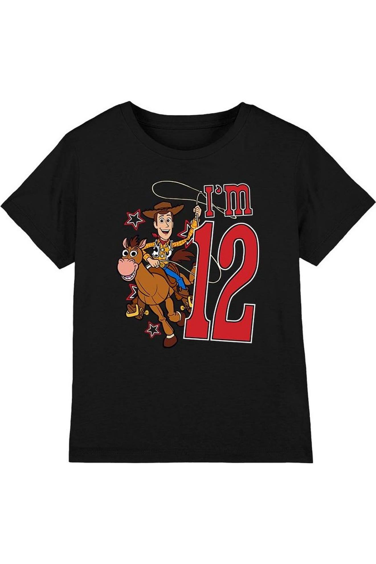 T-shirt Coton Toy Story I'm 12 Noir