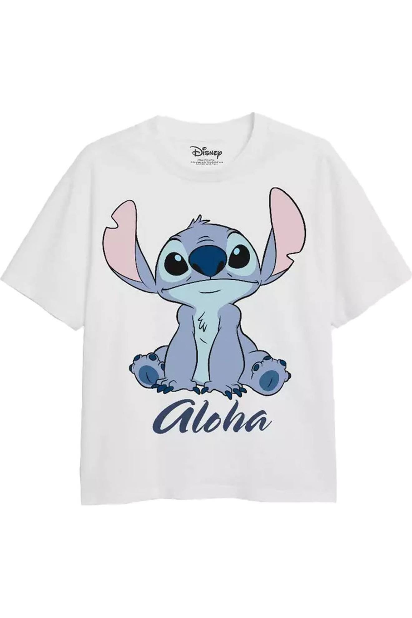 T-shirt Manches Courtes Coton Aloha Stitch Blanc