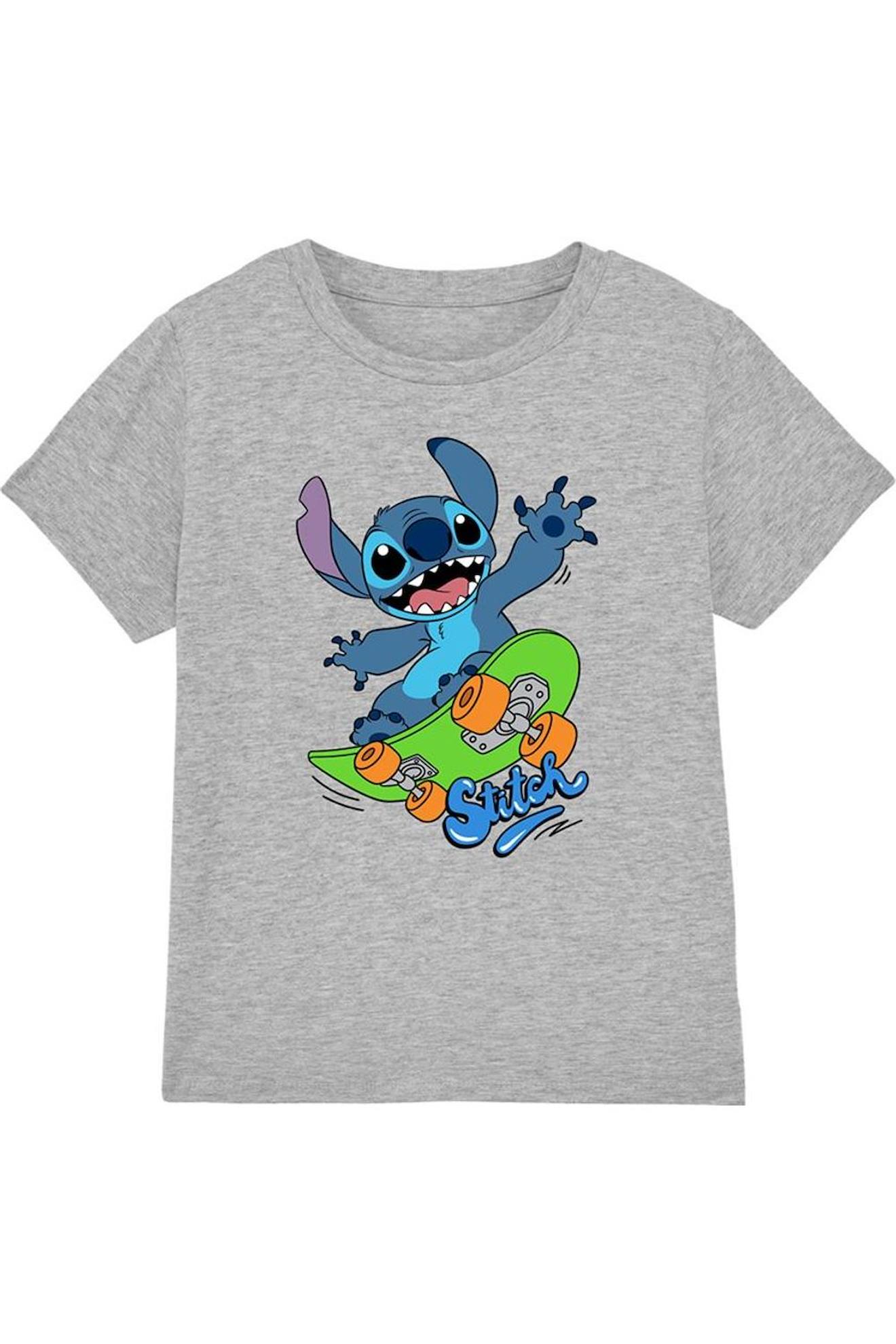 T-shirt Motif Skateboard Coton Gris Chiné