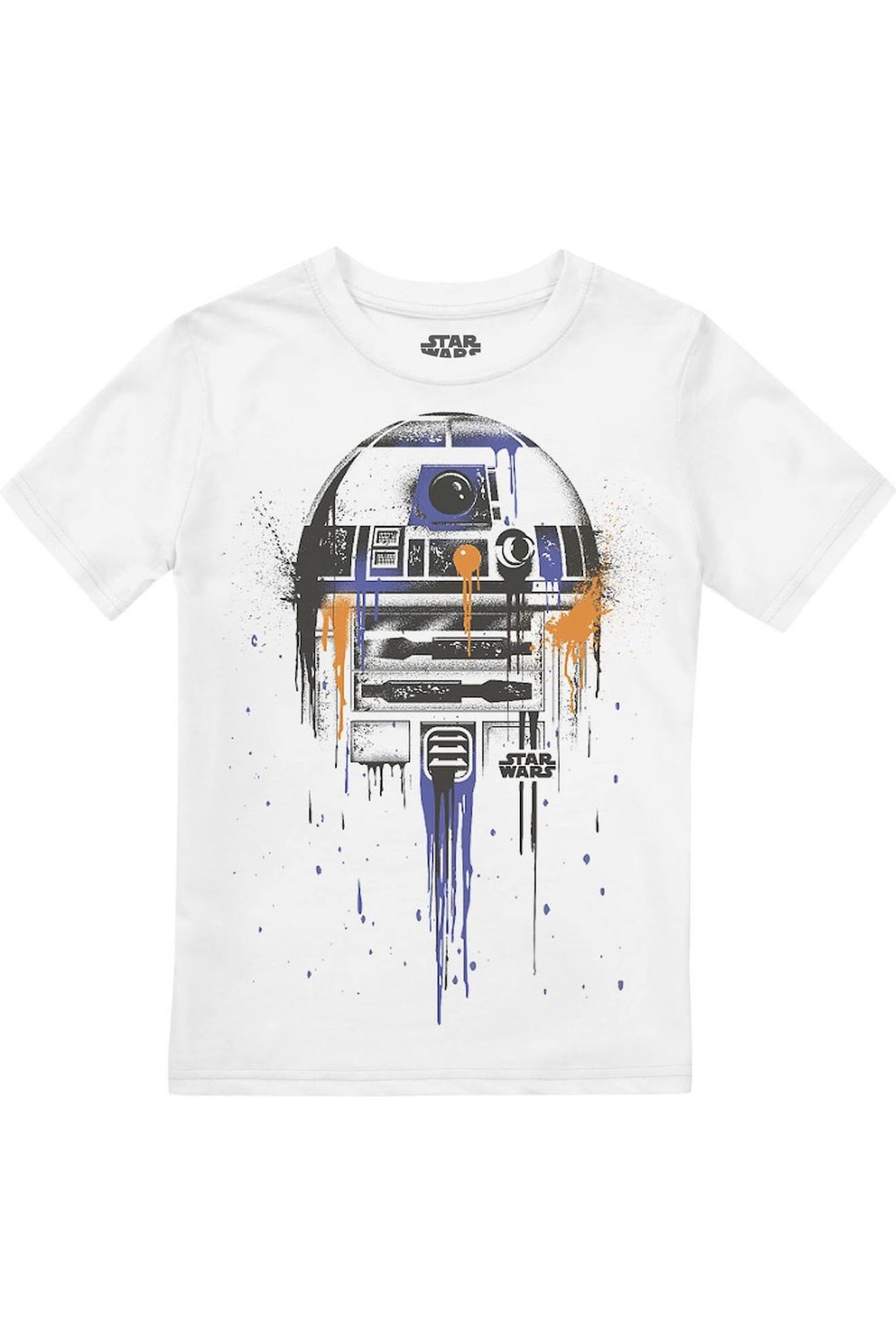 T-shirt Motif R2-d2 Dégoulinant Coton Star Wars Blanc