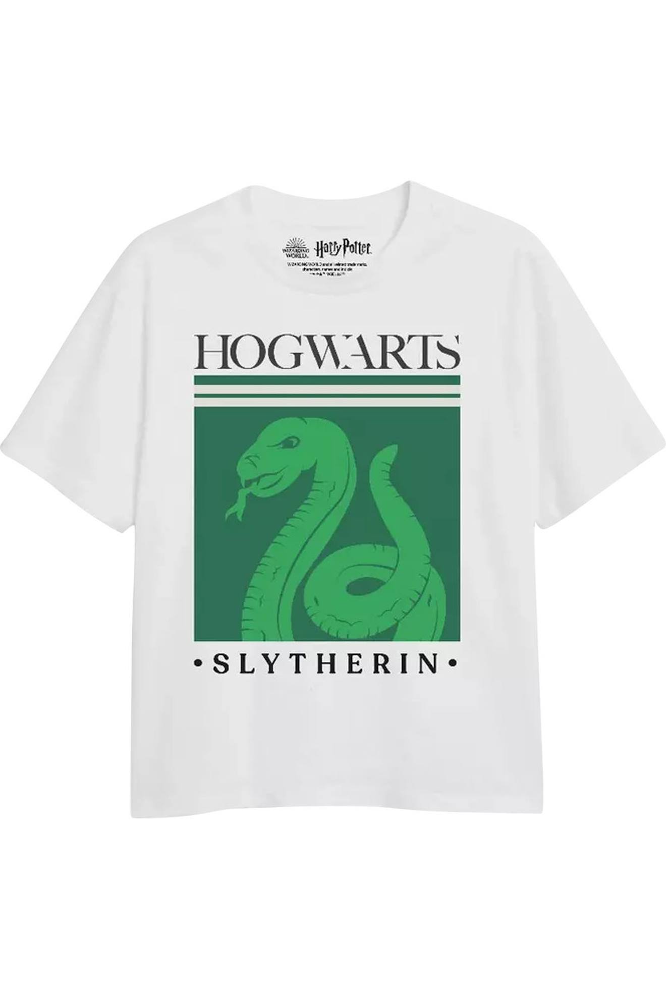 T-shirt Motif Serpentard Coton Harry Potter Blanc / Vert