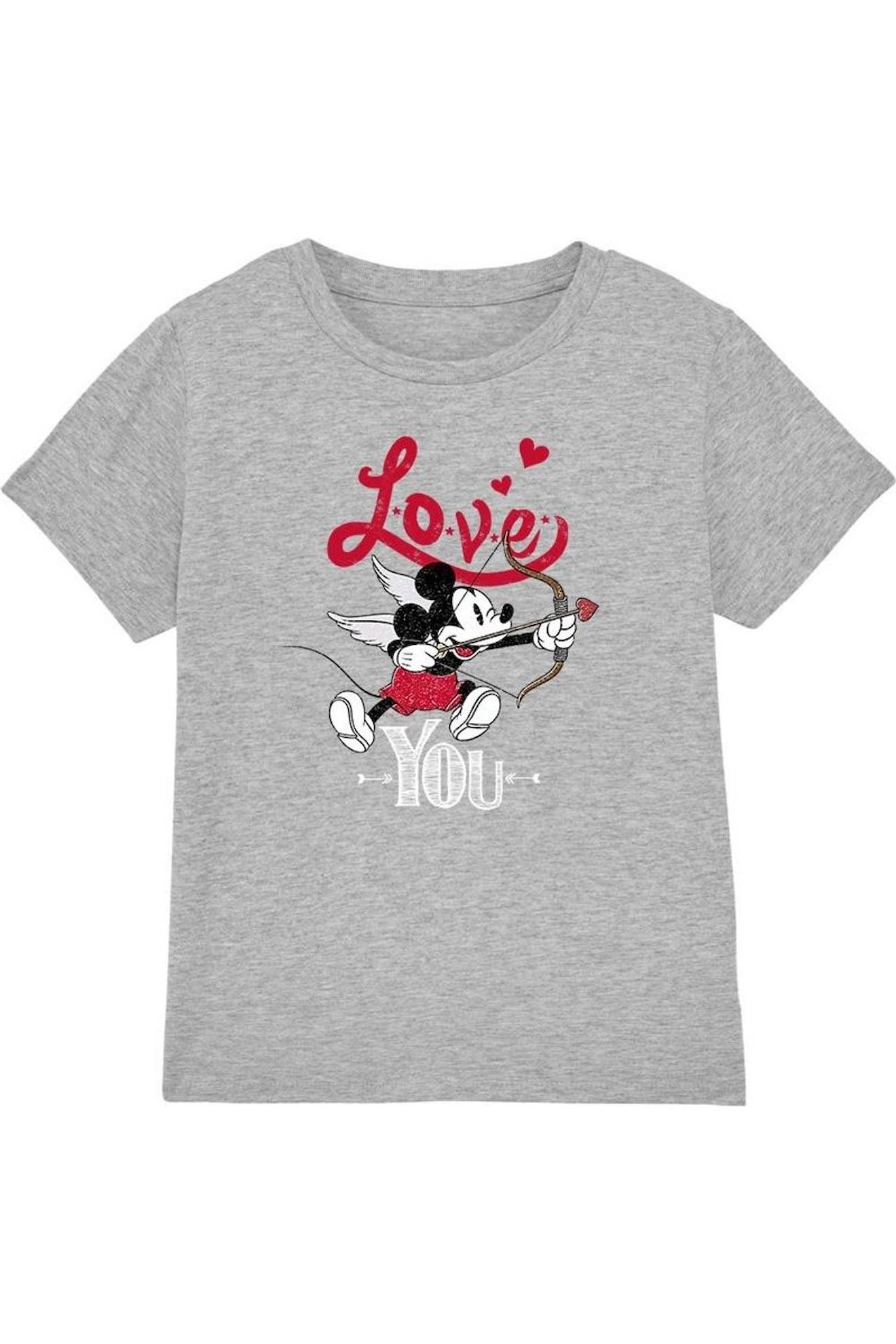 T-shirt Coton Disney Love You Gris Chiné