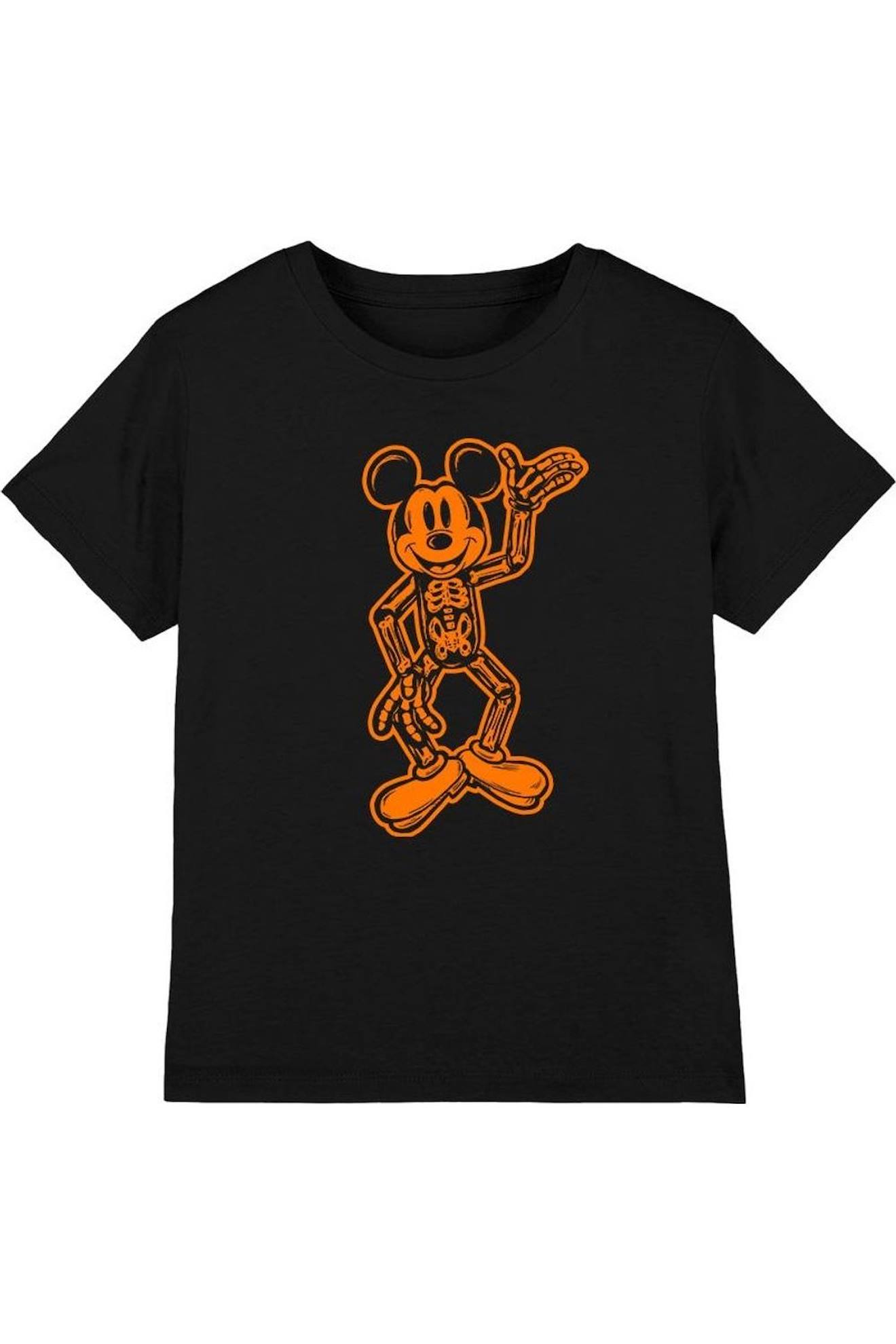 T-shirt Motif Mickey Mouse Style Squelette Coton Disney Noir