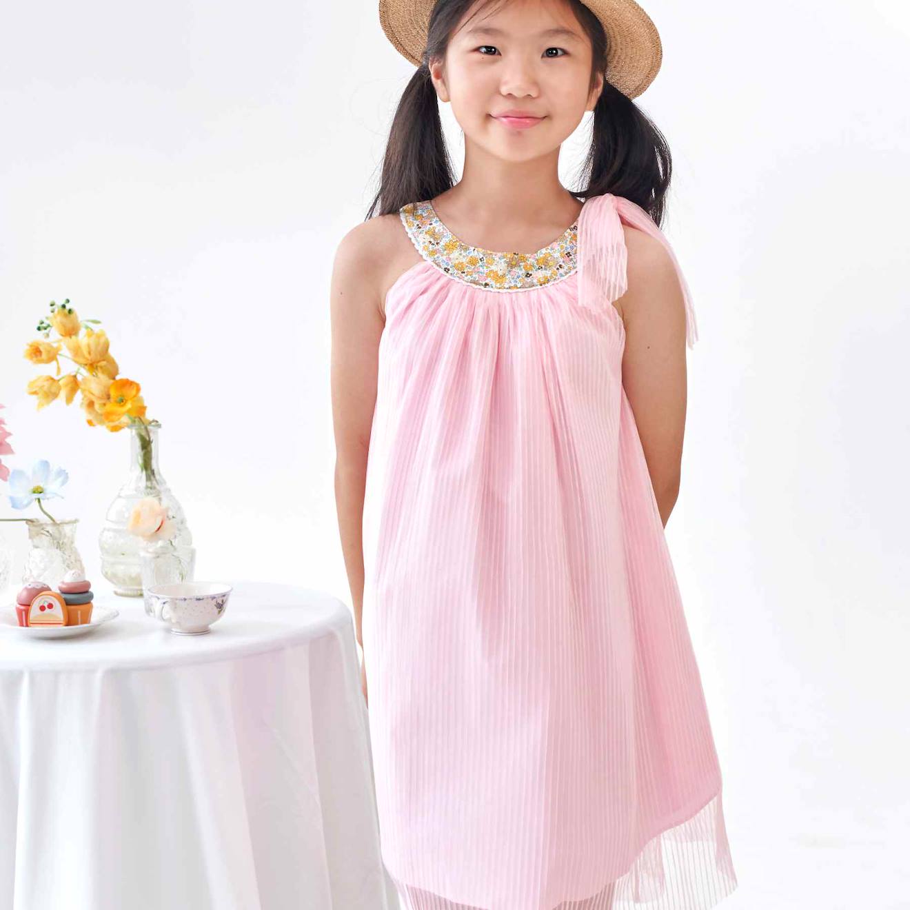 Robe Demoiselle D'honneur Bohème Chic À Poudré Alizee Rose Poudré Jaune Fleuri