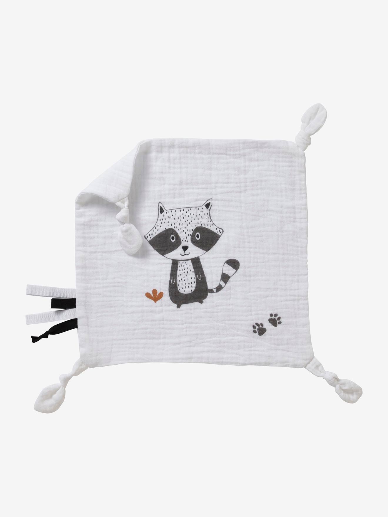 Doudou carré en lange Raton blanc