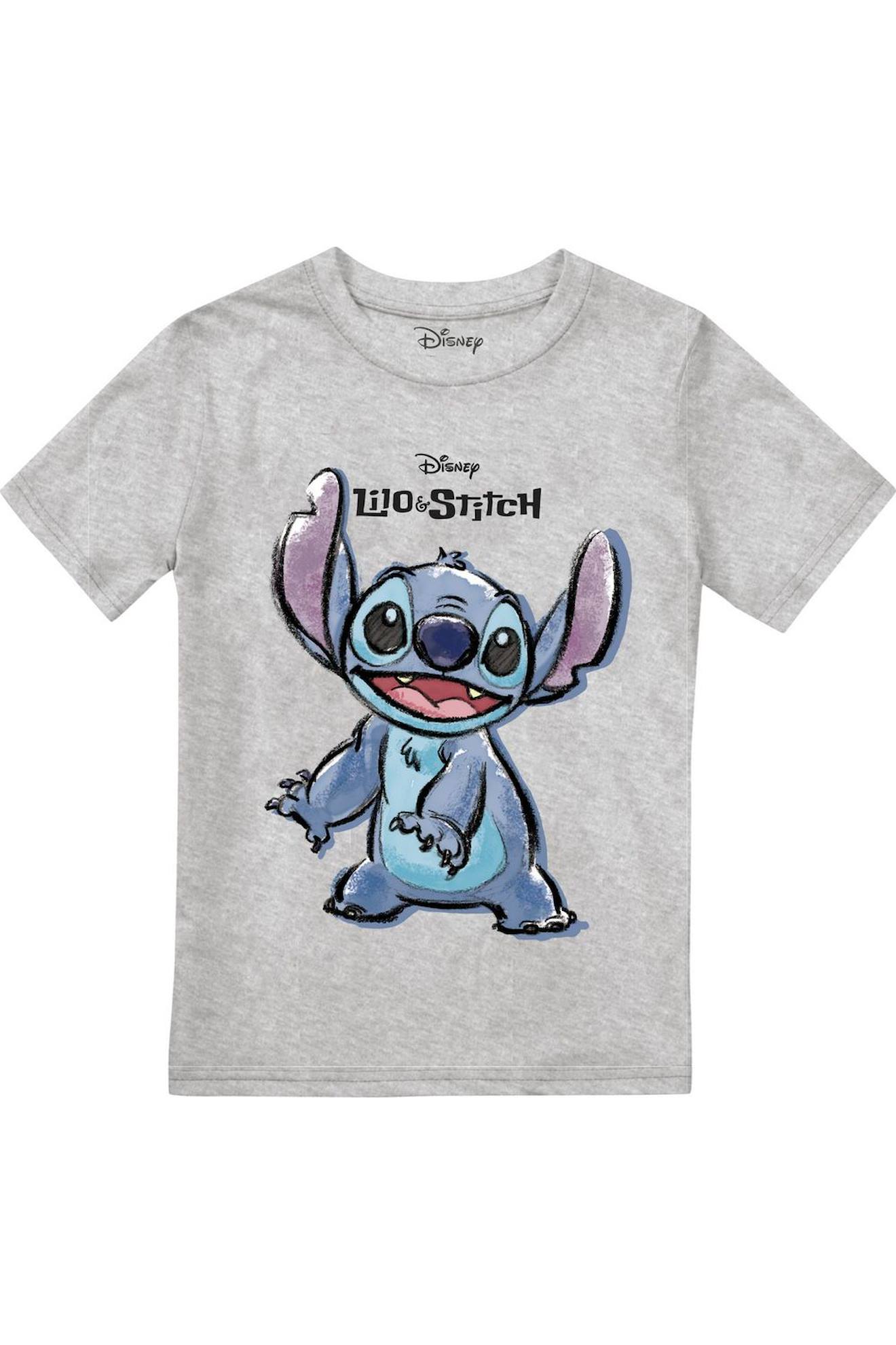 T-shirt Motif Croquis Coton Gris Chiné