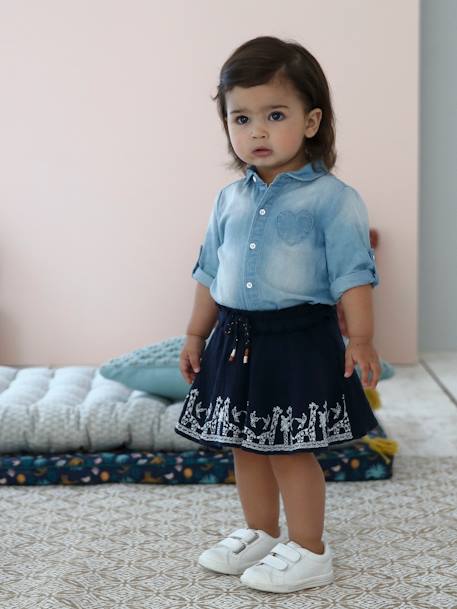 Chemise en jean délavé bébé fille personnalisable denim bleached 8 - vertbaudet enfant 
