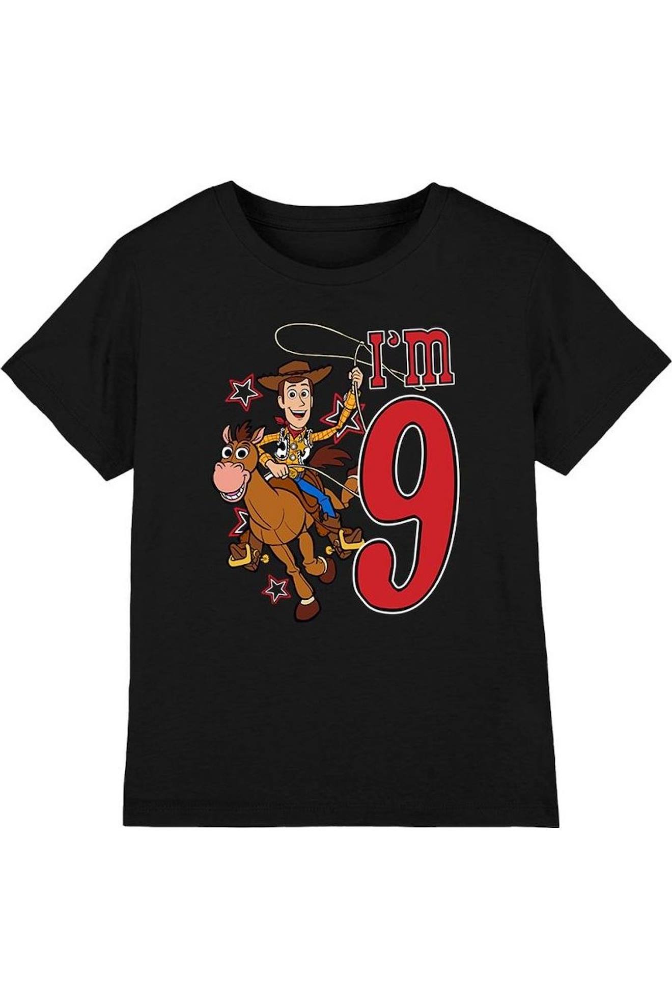 T-shirt Coton Toy Story I'm 9 Noir