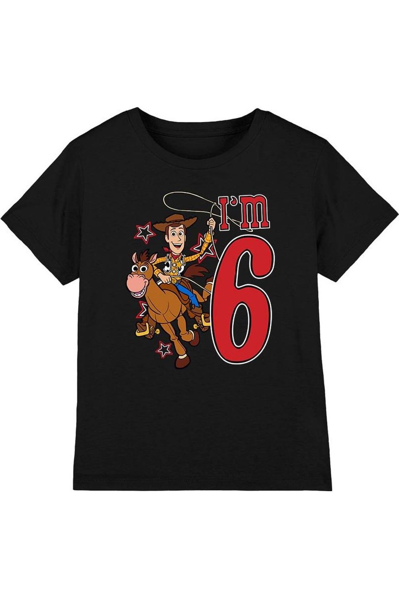 T-shirt Coton Toy Story I'm 6 Noir