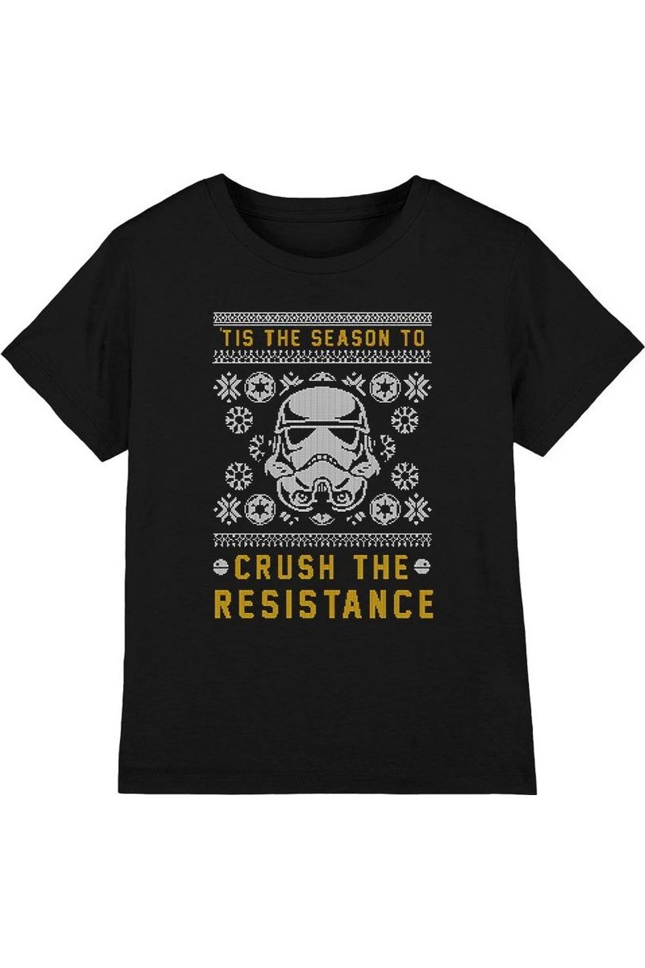 T-shirt Motif/style Noël Coton Star Wars Crush The Resistance Noir