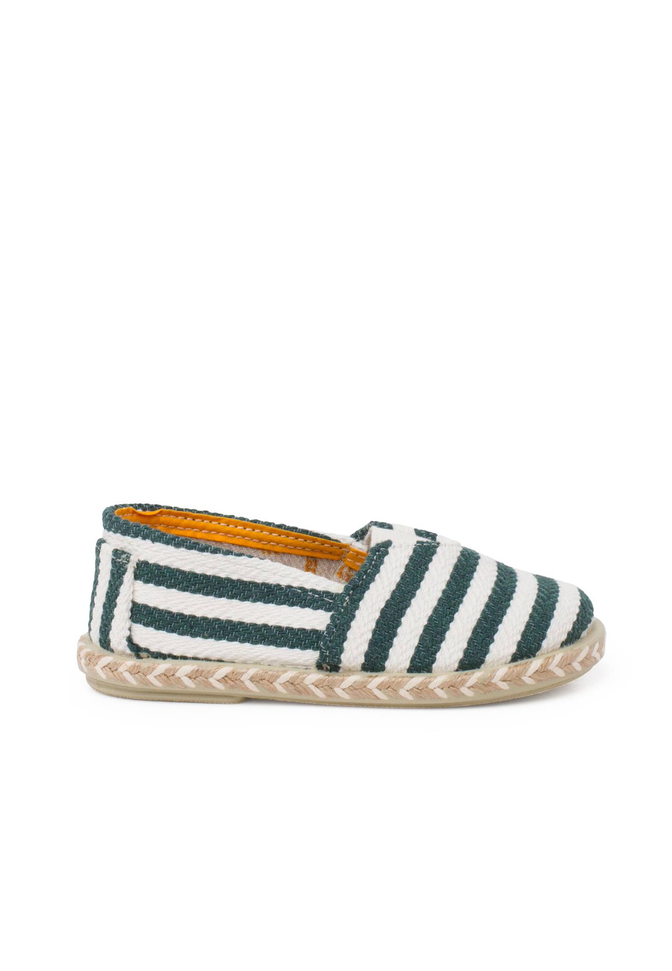 Espadrilles Rayures Style Camping Bande Élastique Vert