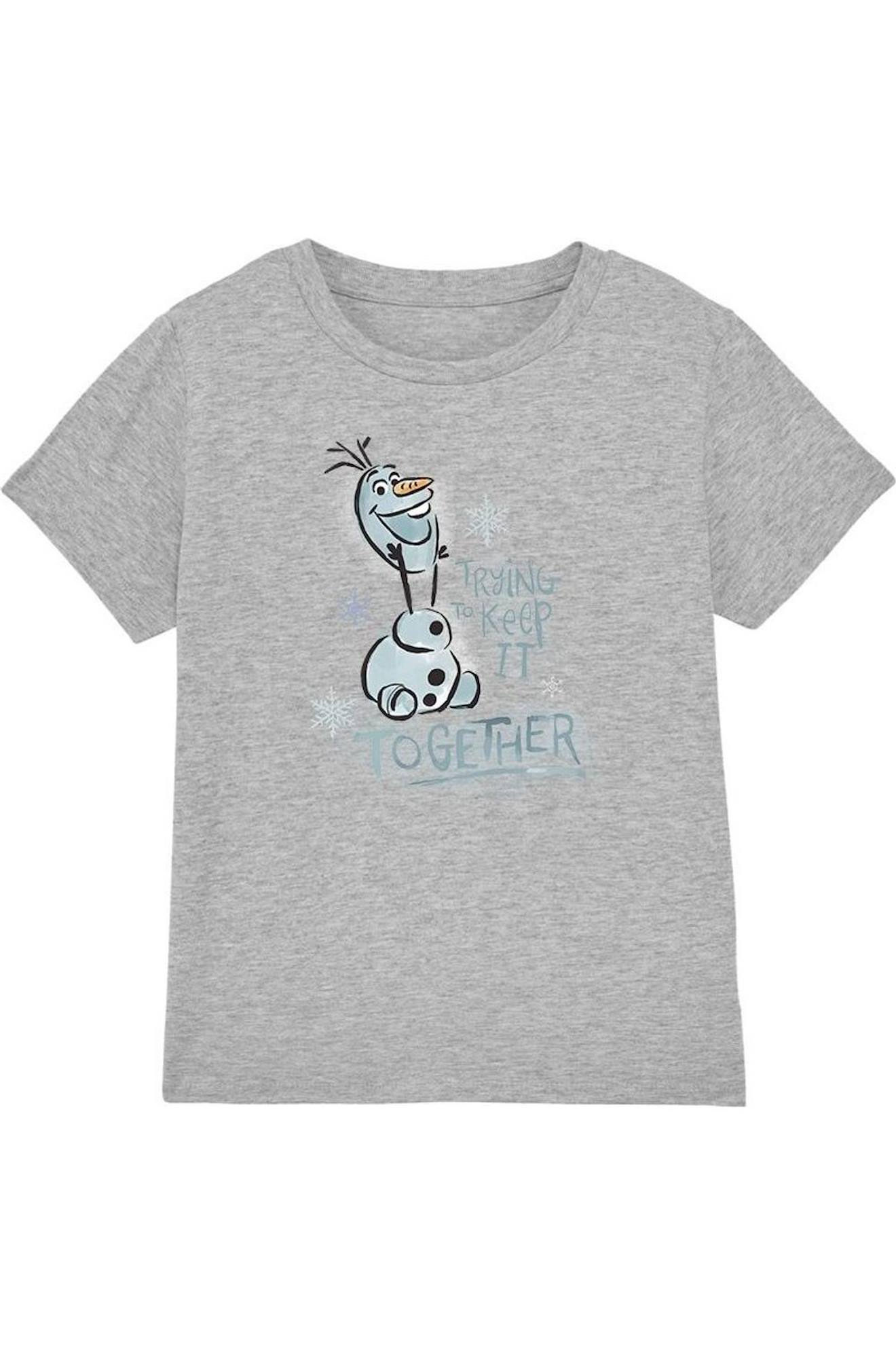 T-shirt Olaf Coton La Reine Des Neiges Trying To Keep It Together Gris Chiné