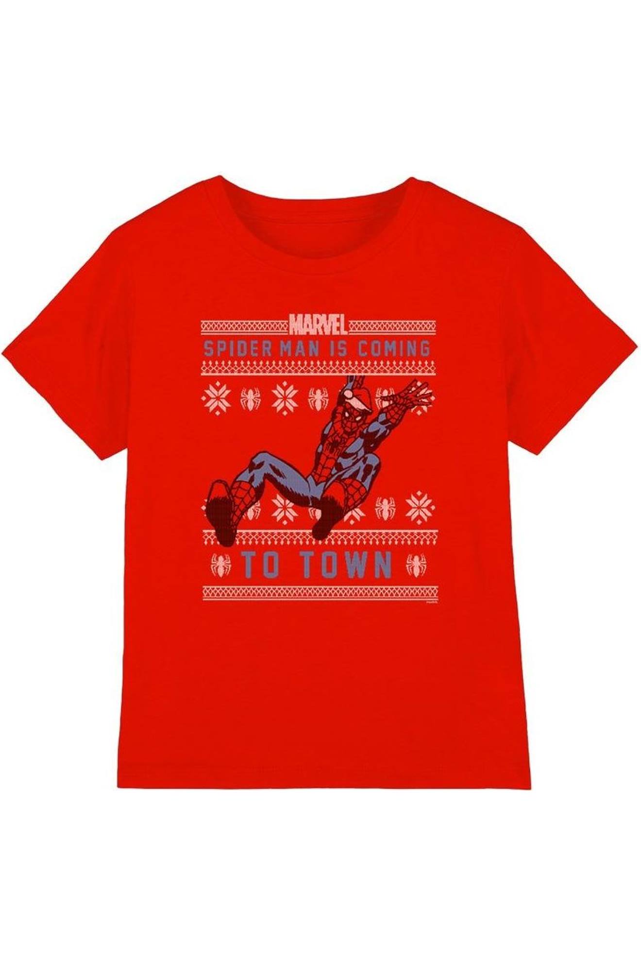 T-shirt De Noël Spiderman Coton Rouge
