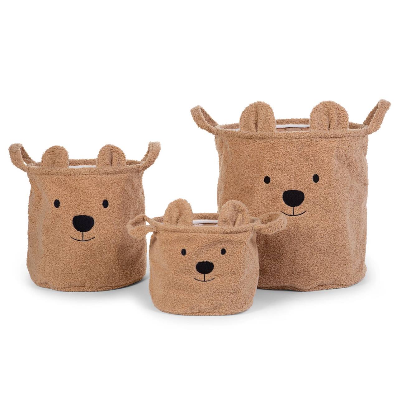 Set De 3 Paniers De Rangement Teddy Marron
