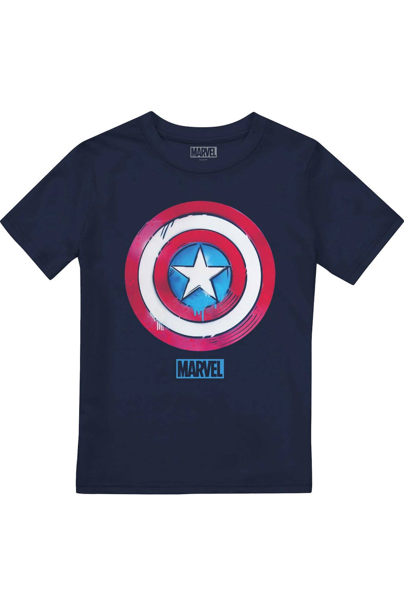 T-shirt Motif Bouclier Dégoulinant Coton Bleu Marine