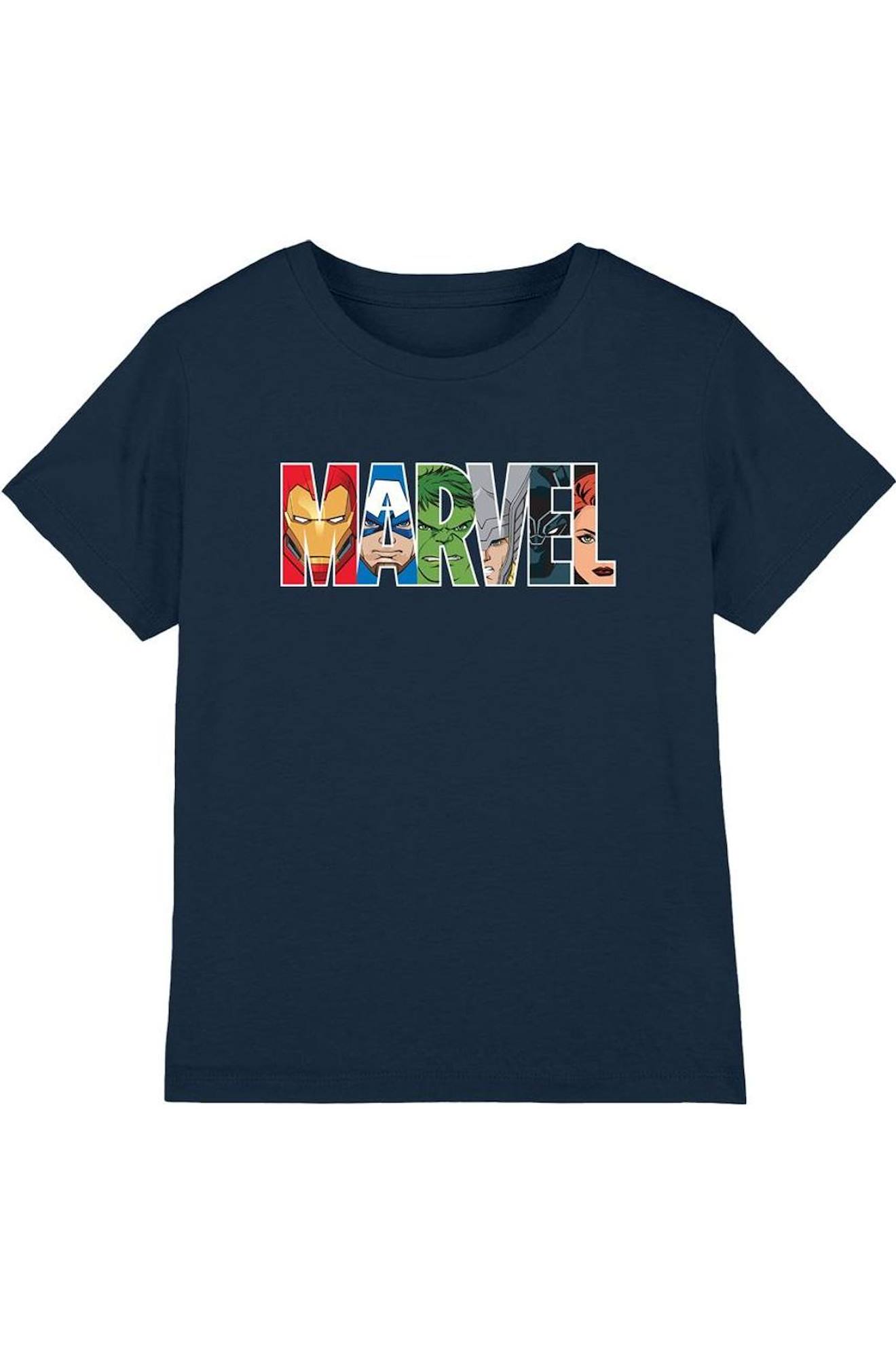 T-shirt Motif Visages Des Personnages Coton Bleu Marine