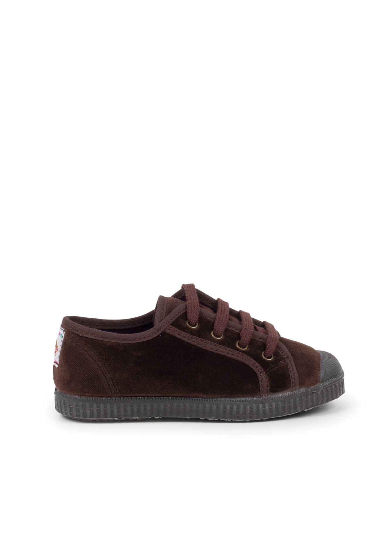 Baskets Enfants En Velours Avec Lacets Marron