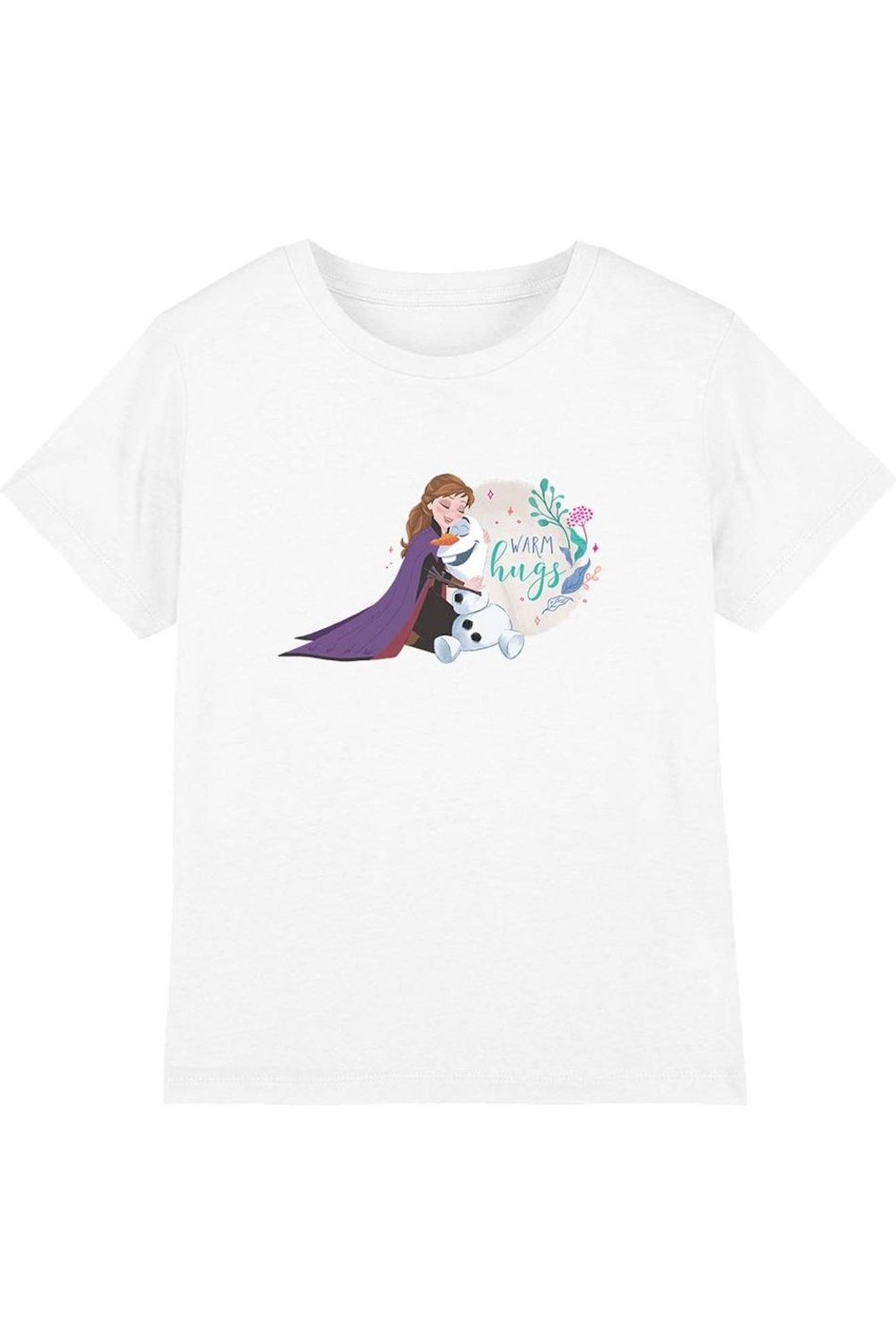 T-shirt Coton La Reine Des Neiges Like Warm Hugs Blanc