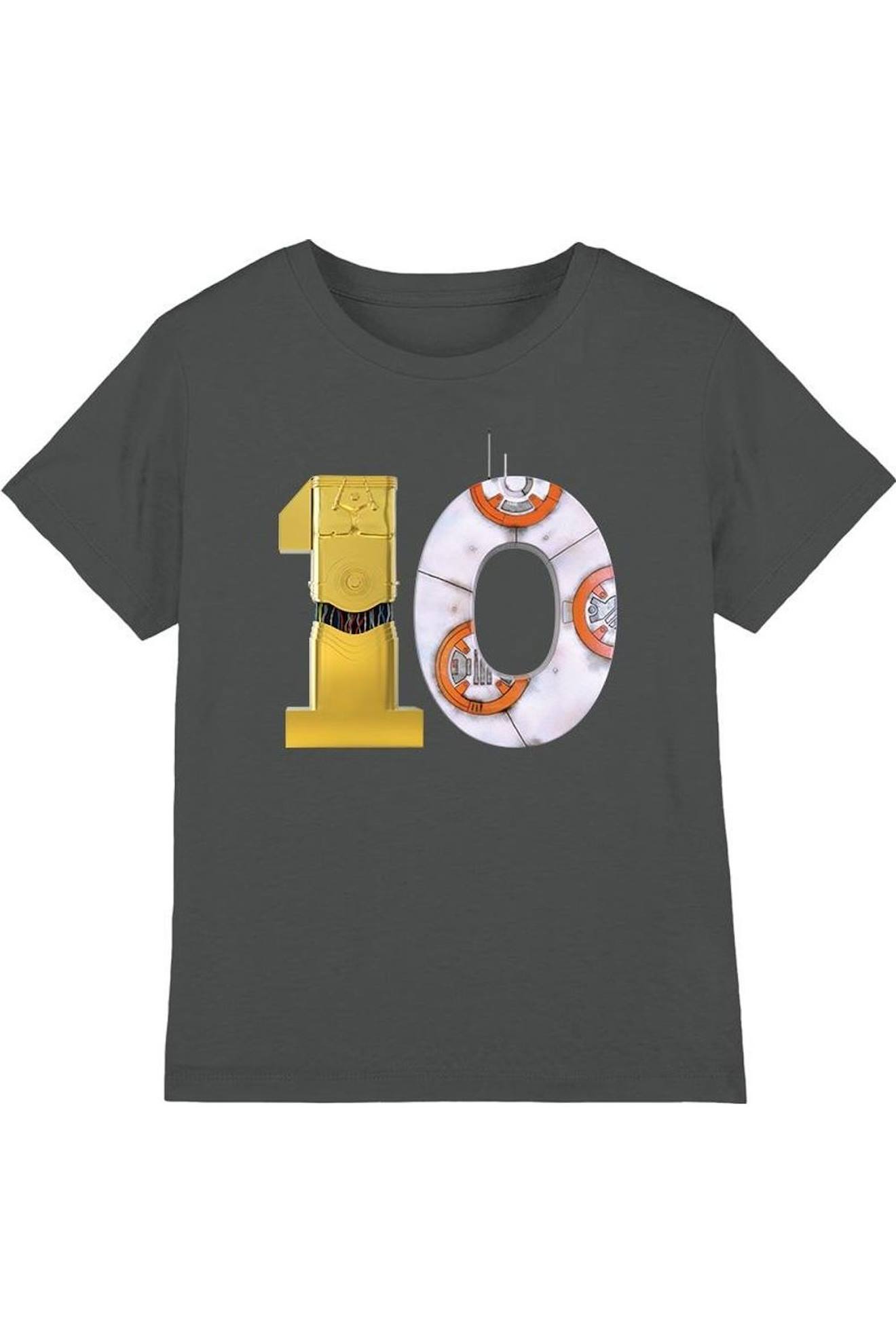 T-shirt Motifs C-3po Et Bb-8 Coton Star Wars 10 Charbon