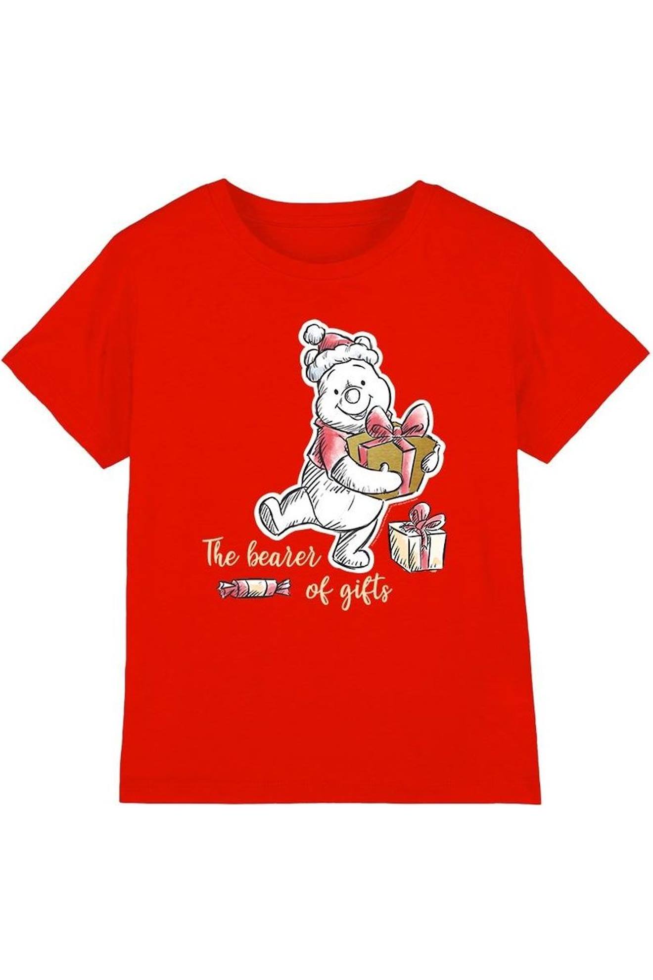 T-shirt Coton Noel Winnie L'ourson Rouge