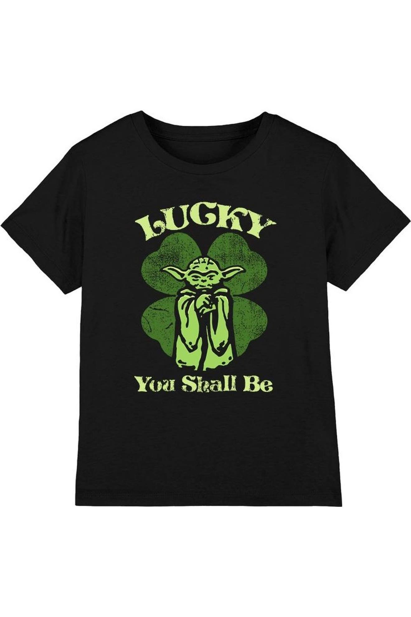 T-shirt La Saint-patrick Motif Yoda Coton Star Wars Lucky Noir