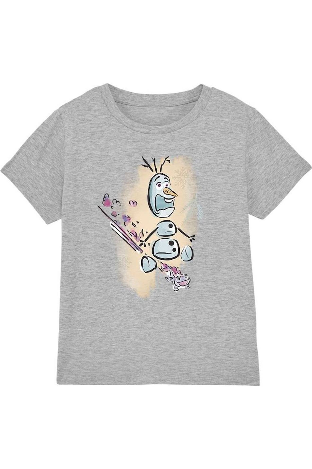 T-shirt Coton La Reine Des Neiges Fire It Up Gris Chiné